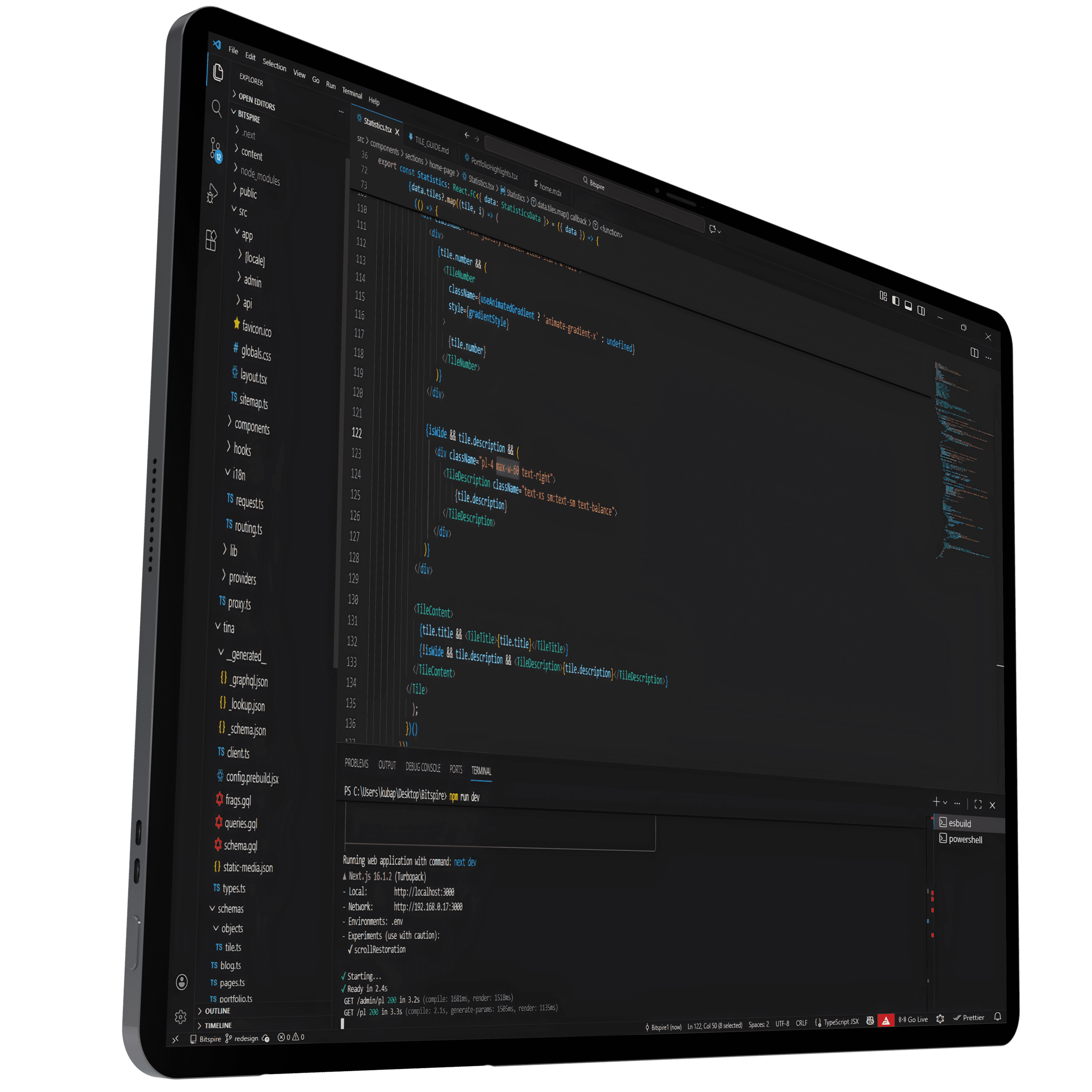 Ekran edytora VS Code z kodem projektu