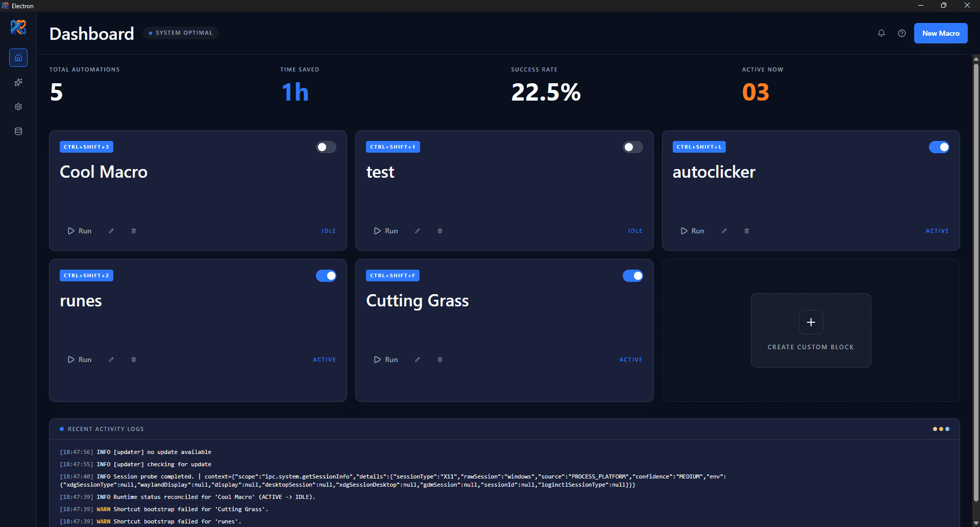 Widok dashboardu Keybrix ze statystykami